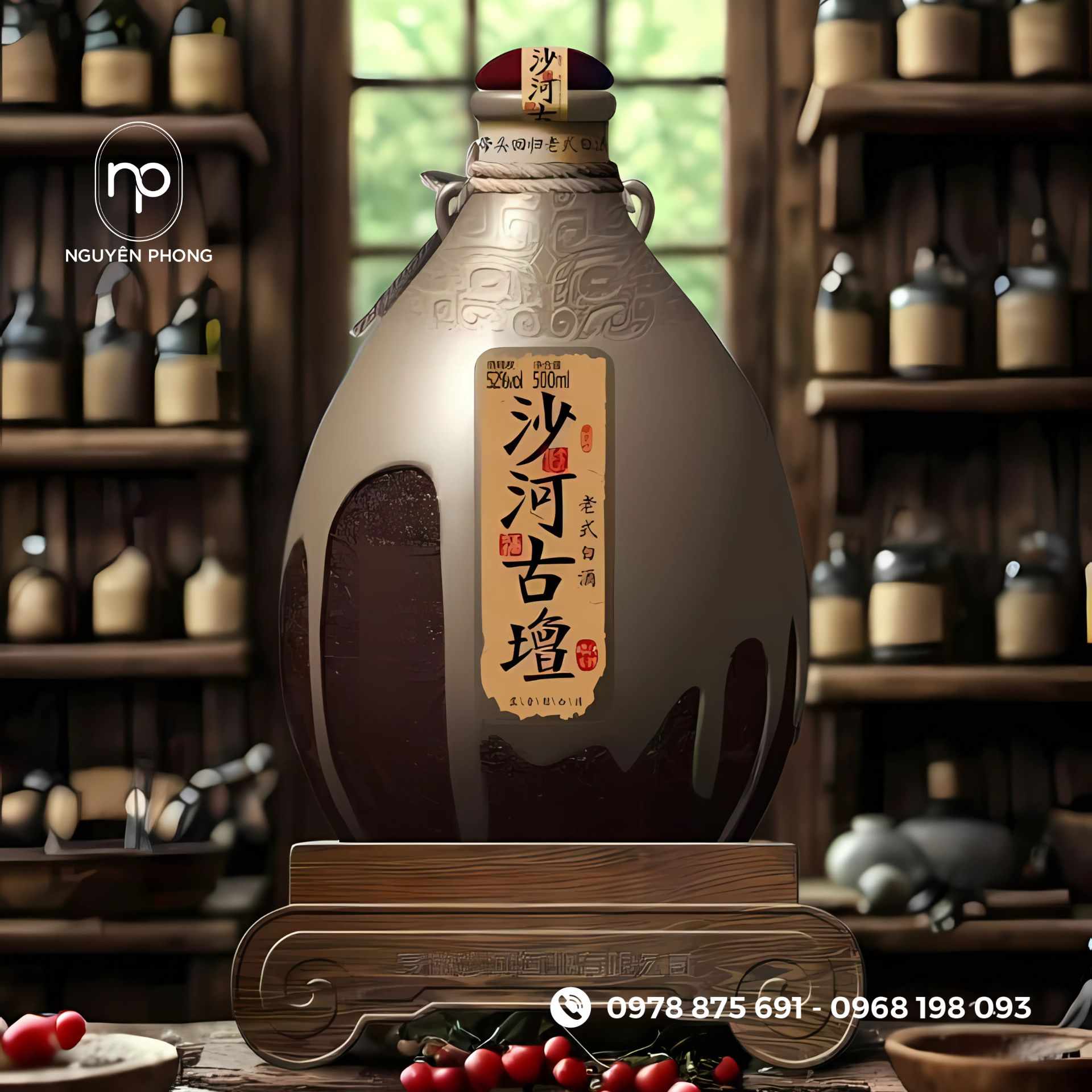 Mẫu tem dán chai rượu nếp